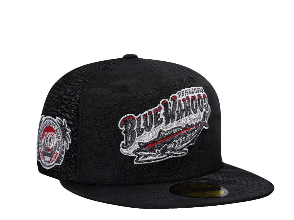 New Era Pensacola Blue Wahoos Camo Metallic Classic Trucker Edition 59Fifty Fitted Gorra
