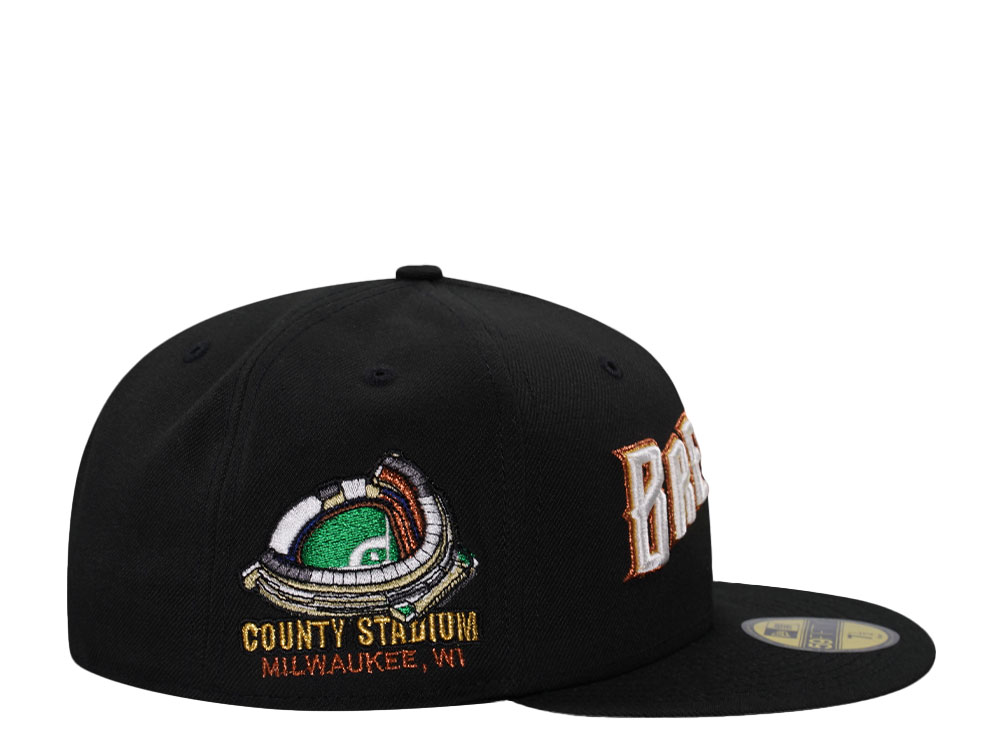 New Era Milwaukee Brewers County Stadium Black Throwback Edition 59Fifty Fitted Gorra