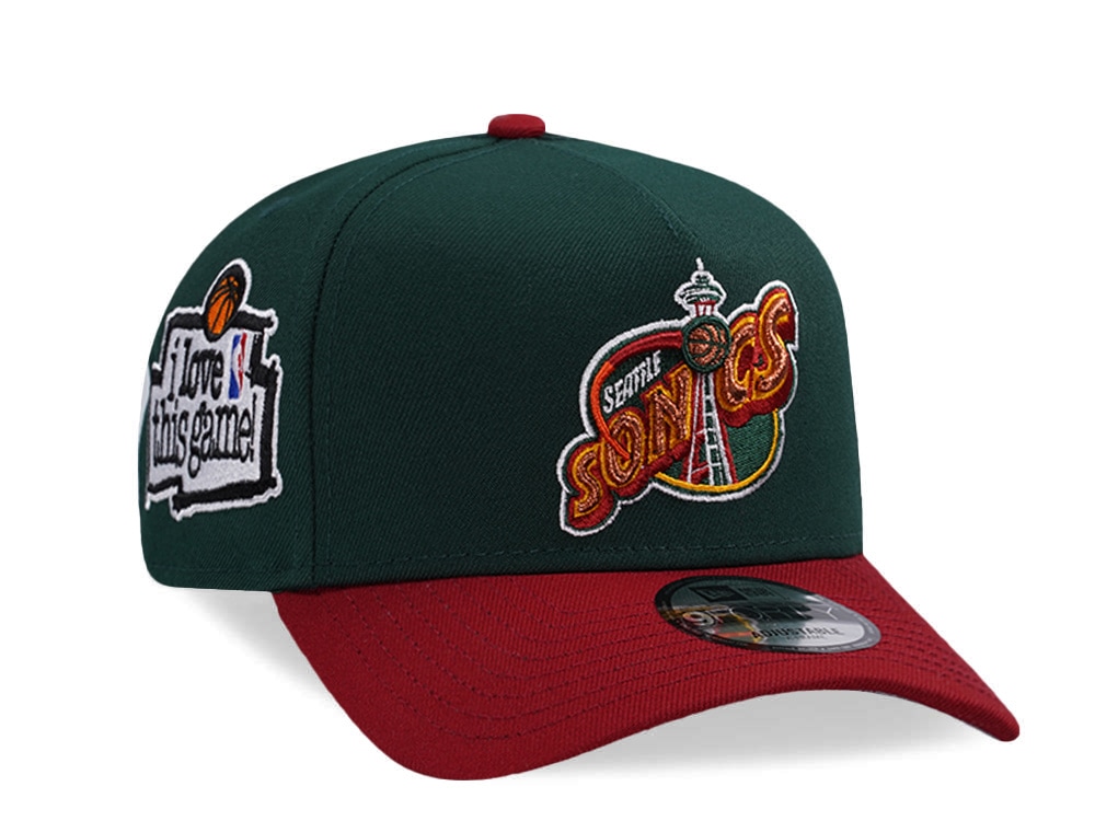 New Era Seattle Supersonics Love this Game Dark Green Two Tone Edition 9Forty A Frame Snapback Gorra