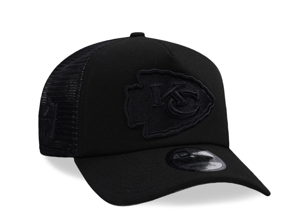 New Era Kansas City Chiefs Black Foam Trucker 9Forty A Frame Snapback Gorra