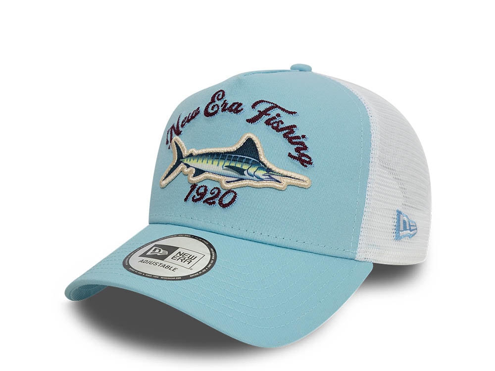 New Era Fishing Blue Trucker A Frame Snapback Gorra