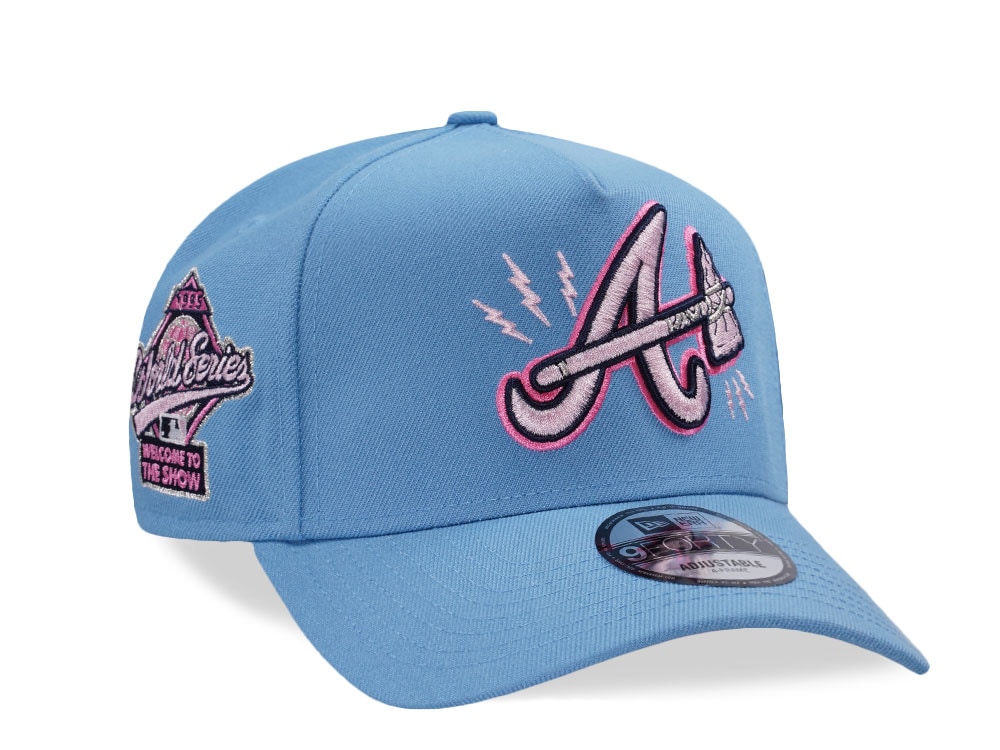 New Era Atlanta Braves World Series 1995 Sky Pink Prime Edition 9Forty A Frame Snapback Gorra