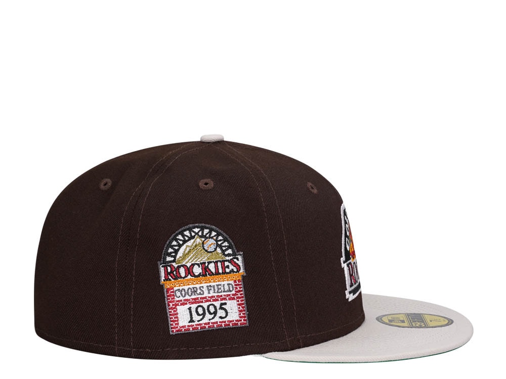 New Era Colorado Rockies Coors Field 1995 Burned Stone Two Tone Throwback Edition 59Fifty Fitted Gorra