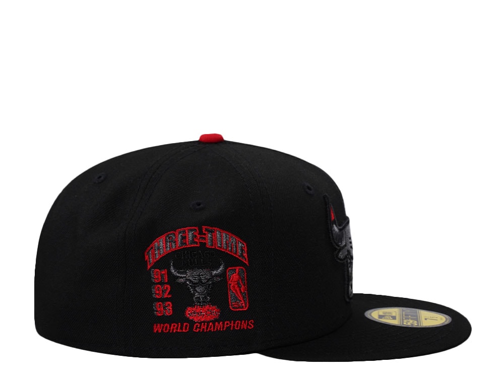 New Era Chicago Bulls Three Time Champions Blackout Prime Edition 59Fifty Fitted Gorra