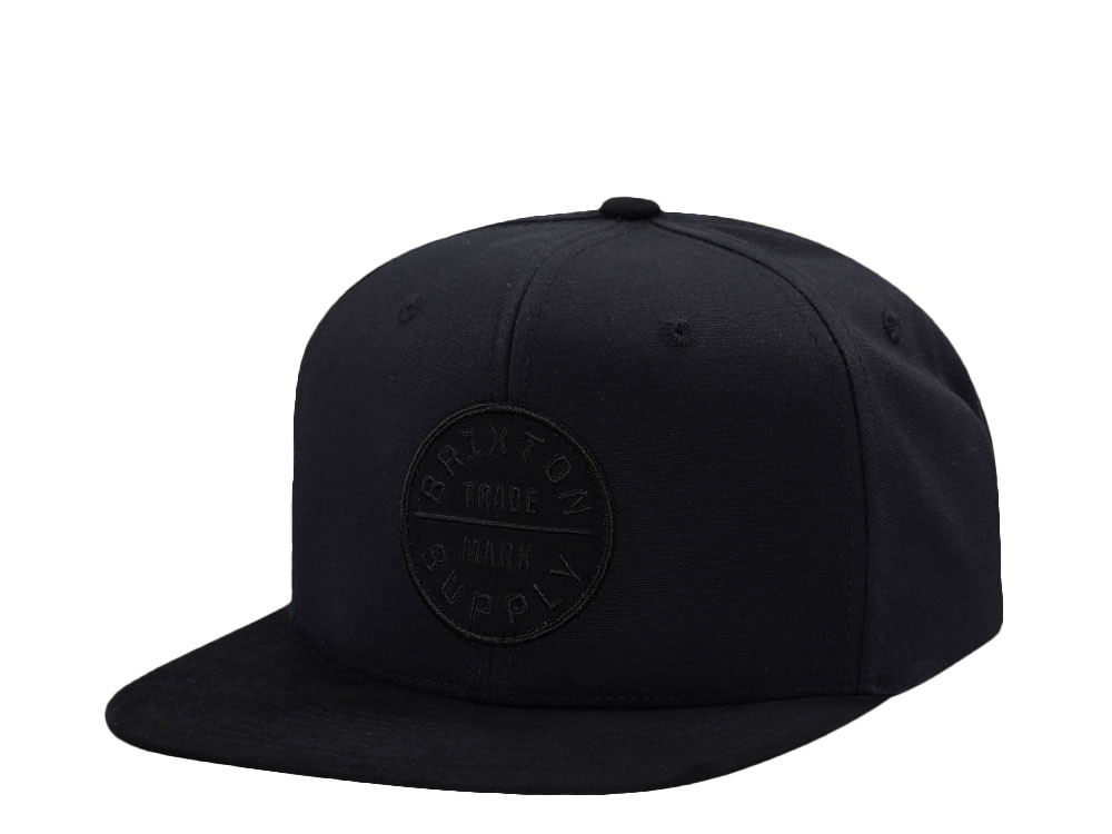 Brixton Supply Logo Black on Black Snapback Gorra