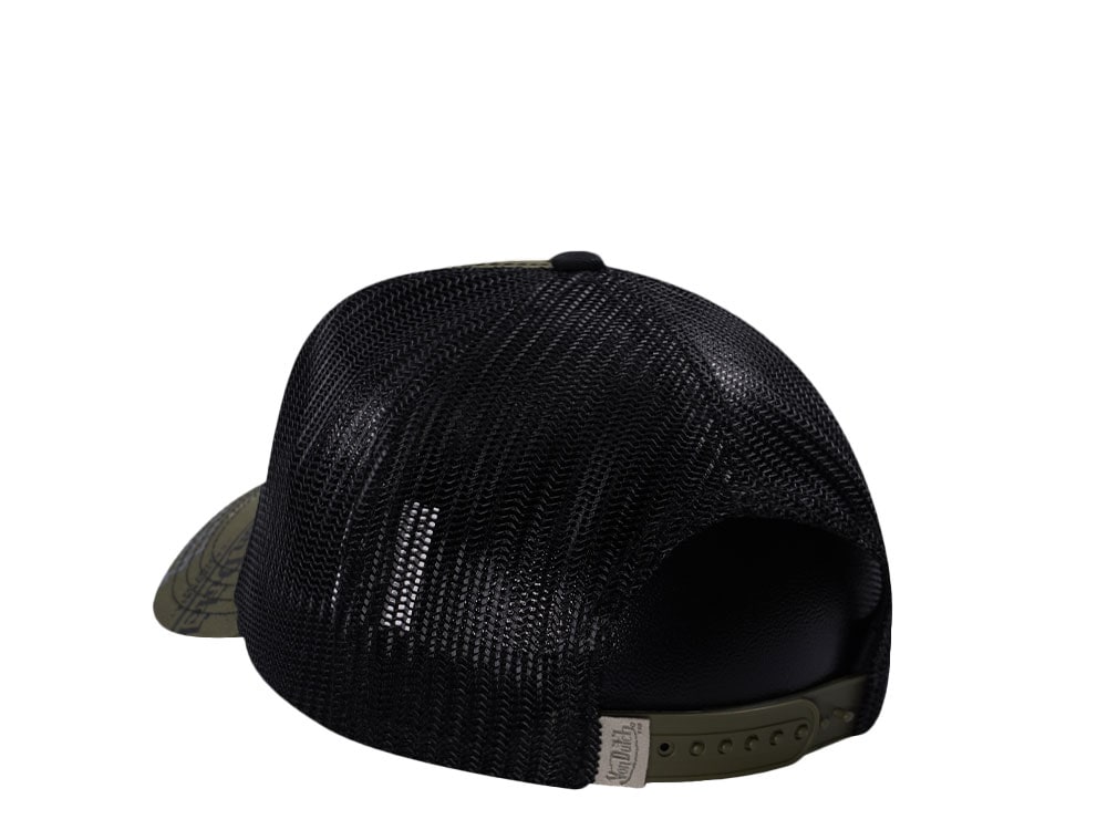 Von Dutch Oval Patch Multilogo Olive  Trucker Snapback Gorra