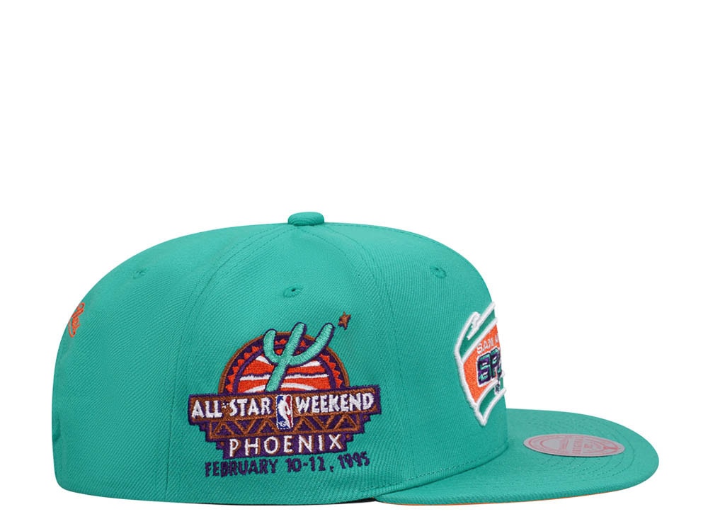 Mitchell & Ness San Antonio Spurs Desert Green Hardwood Classic All Star Weekend Snapback Gorra