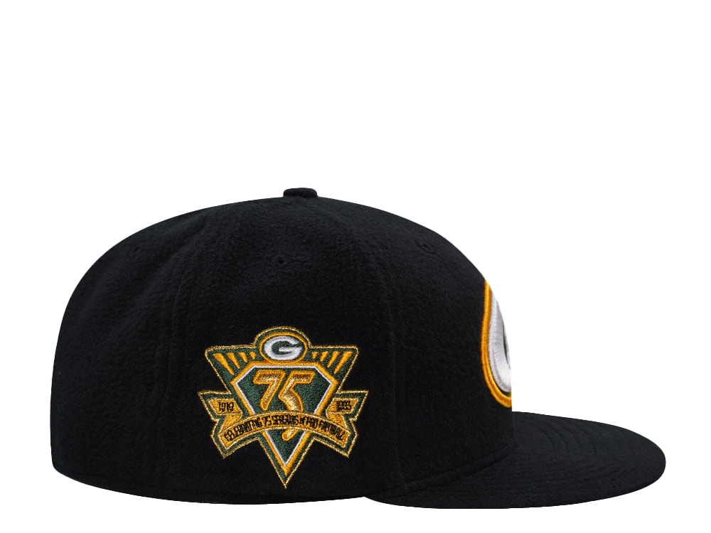 New Era Green Bay Packers 75th Anniversary Black Prime Fleece Edition 59Fifty Fitted Gorra