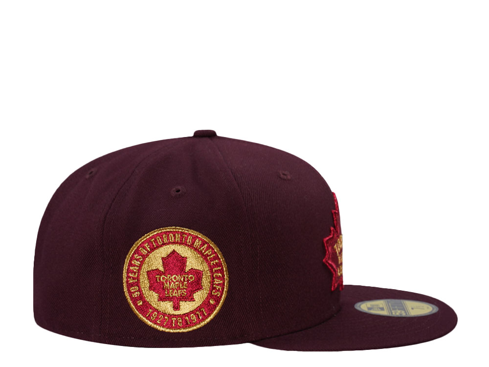 New Era Toronto Maple Leafs 50th Anniversary Maroon Throwback Edition 59Fifty Fitted Gorra