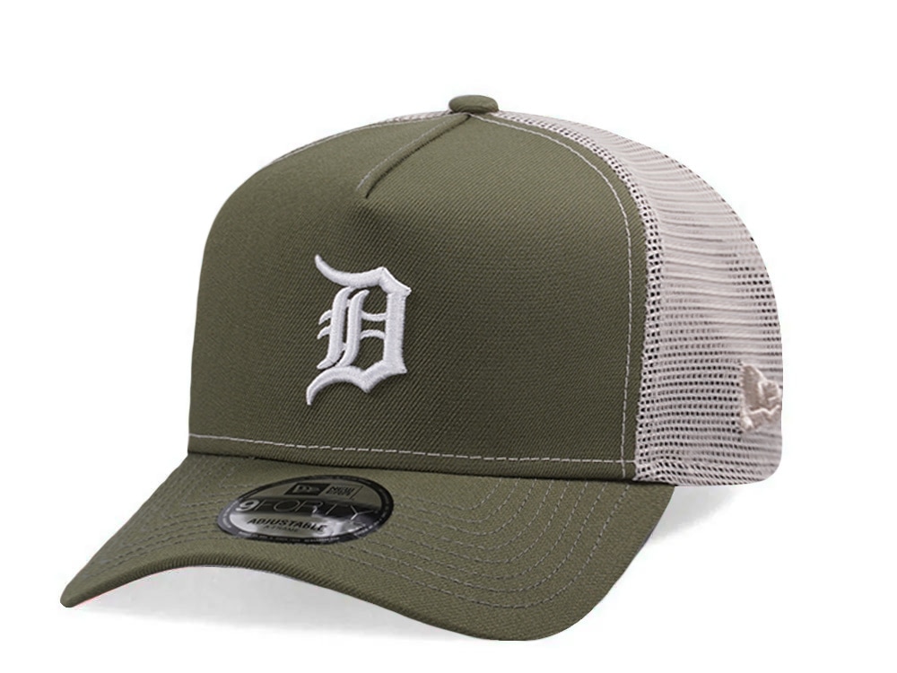 New Era Detroit Tigers New Olive Prime Edition 9Forty A Frame Trucker Snapback Gorra