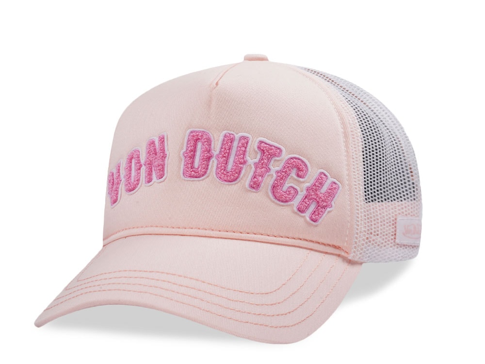 Von Dutch Script Pink Trucker Snapback Gorra
