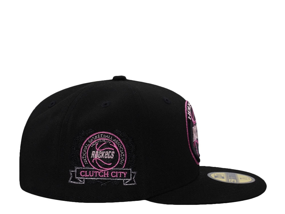 New Era Houston Rockets Clutch City Pink Black Prime Edition 59Fifty Fitted Gorra