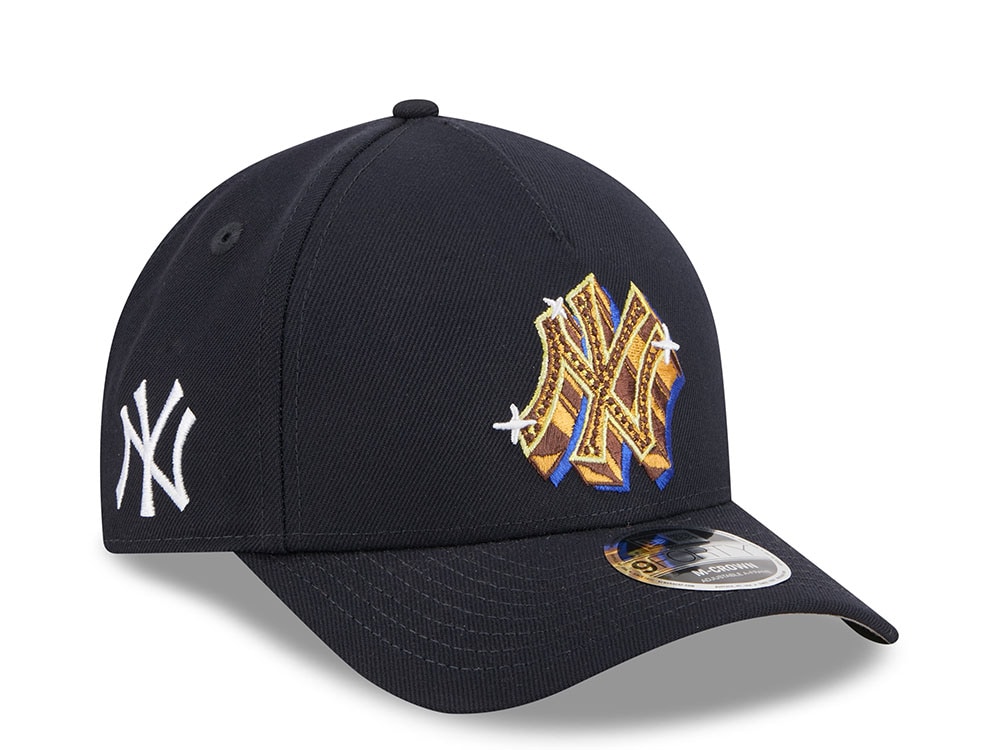 New Era New York Yankees Emblem Navy Prime 9Forty A Frame M Crown Snapback Gorra
