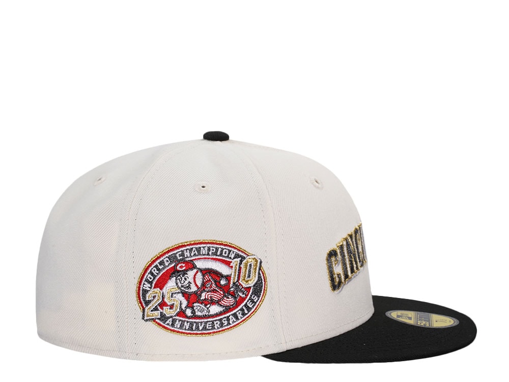 New Era Cincinnati Reds 25th Champion Anniversaries Chrome Black Metallic Two Tone Edition 59Fifty Fitted Gorra