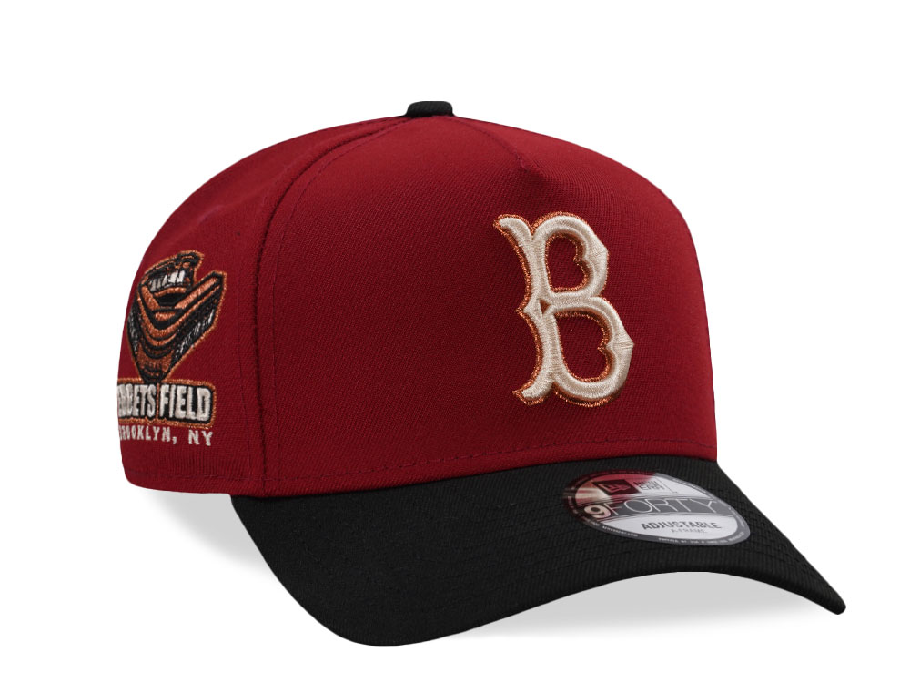 New Era Brooklyn Dodgers Ebbets Field Maroon Two Tone Edition 9Forty A Frame Snapback Gorra