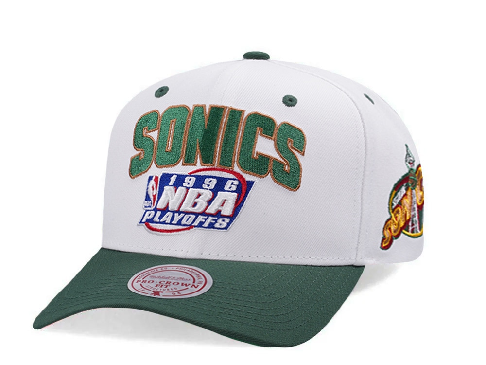 Mitchell & Ness Seattle Supersonics NBA Playoffs 1996 Chrome Two Tone Editon Pro Crown Fit Snapback Gorra