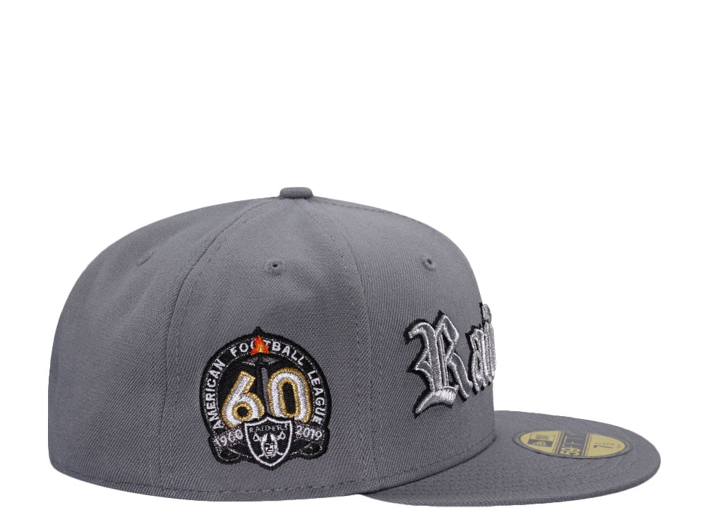 New Era Las Vegas Raiders 60th Anniversary Metallic Gray Prime Edition 59Fifty Fitted Gorra