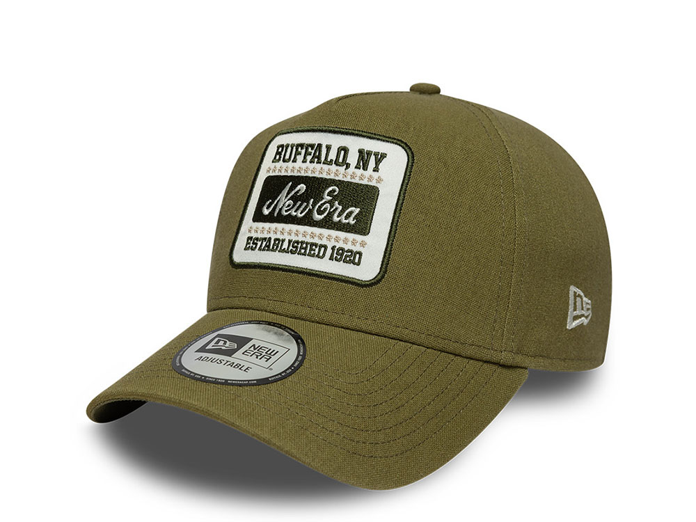 New Era Patch Olive Linen 9Forty E Frame Snapback Gorra