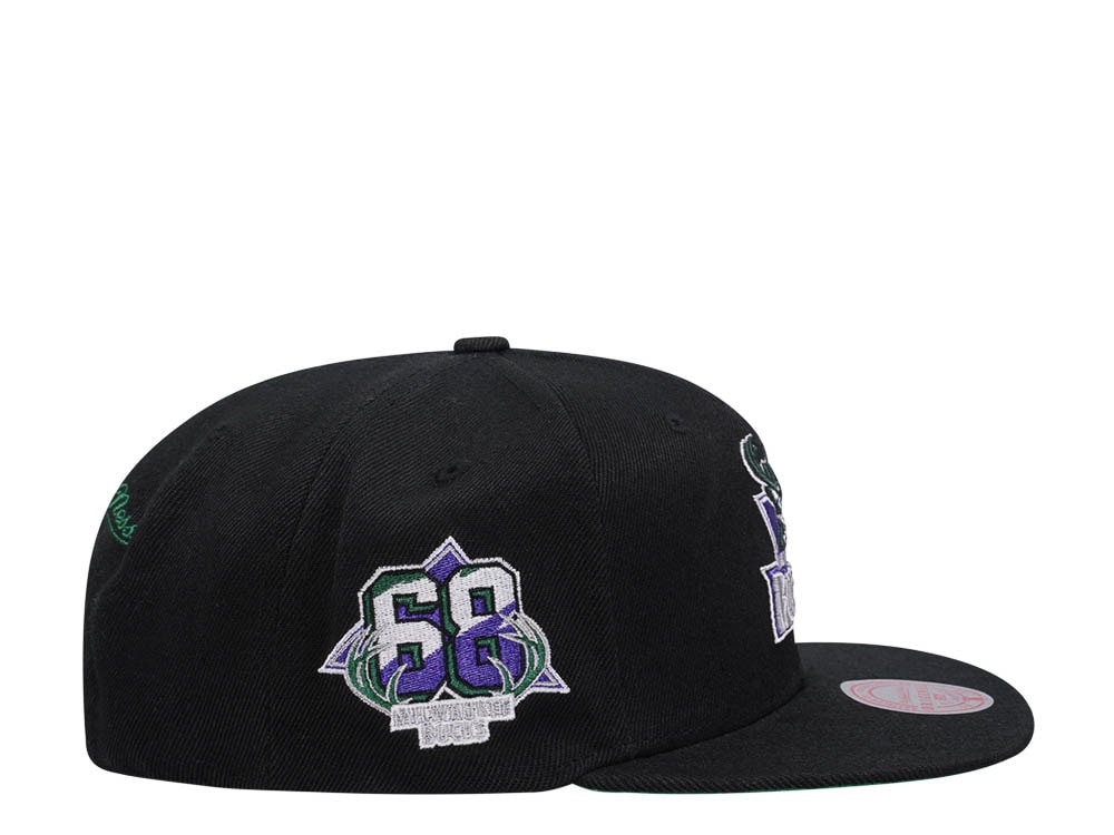 Mitchell & Ness Milwaukee Bucks NBA Black Side Jam Throwback Edition Snapback Gorra