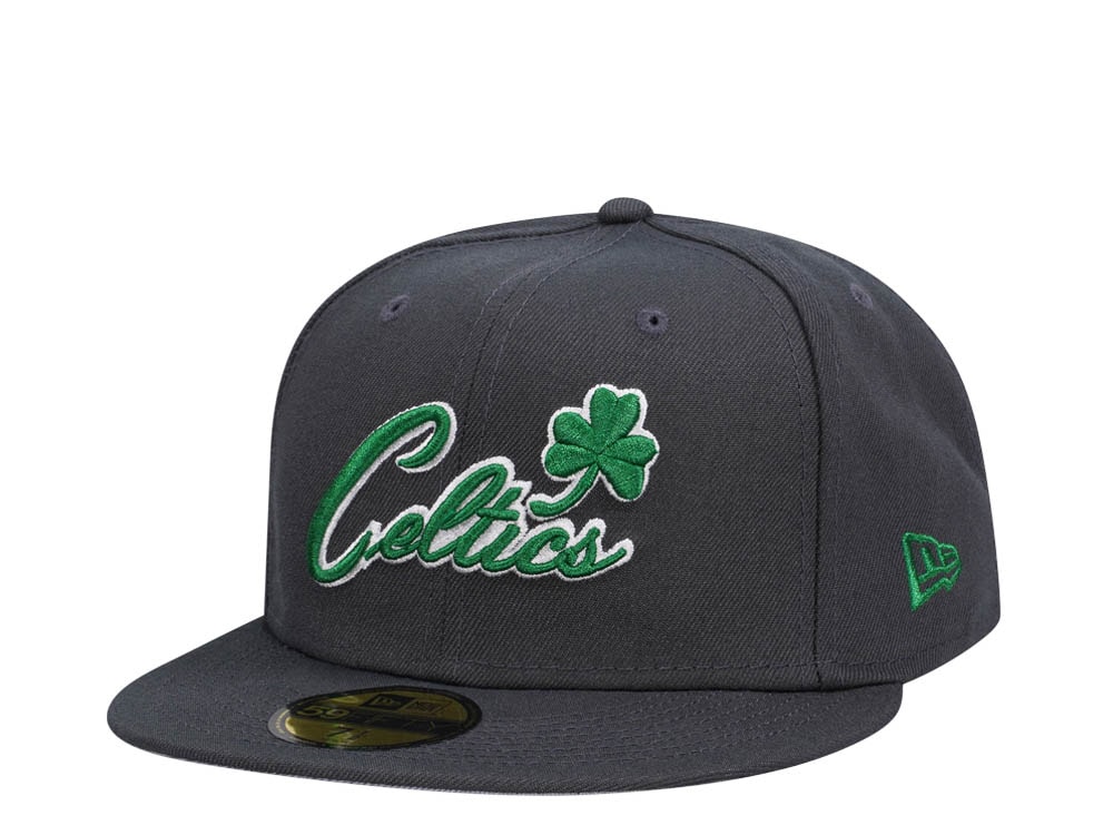 New Era Boston Celtics Gray Script Classic Edition 59Fifty Fitted Gorra