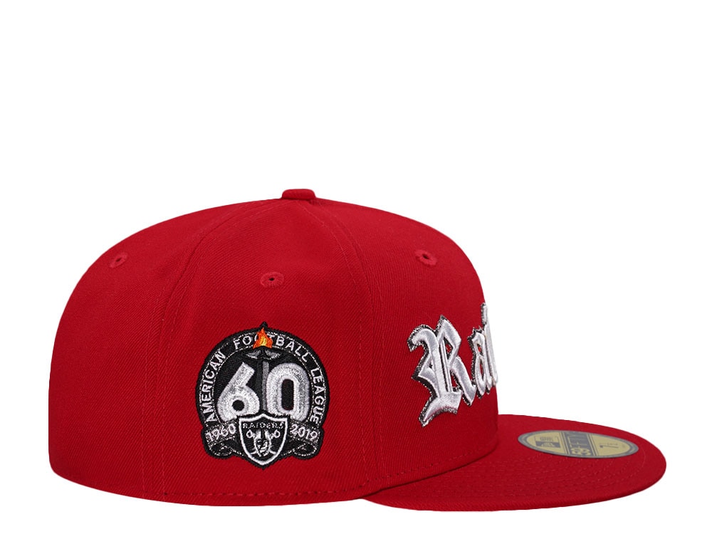 New Era Las Vegas Raiders 60th Anniversary Metallic Script Red Prime Edition 59Fifty Fitted Gorra