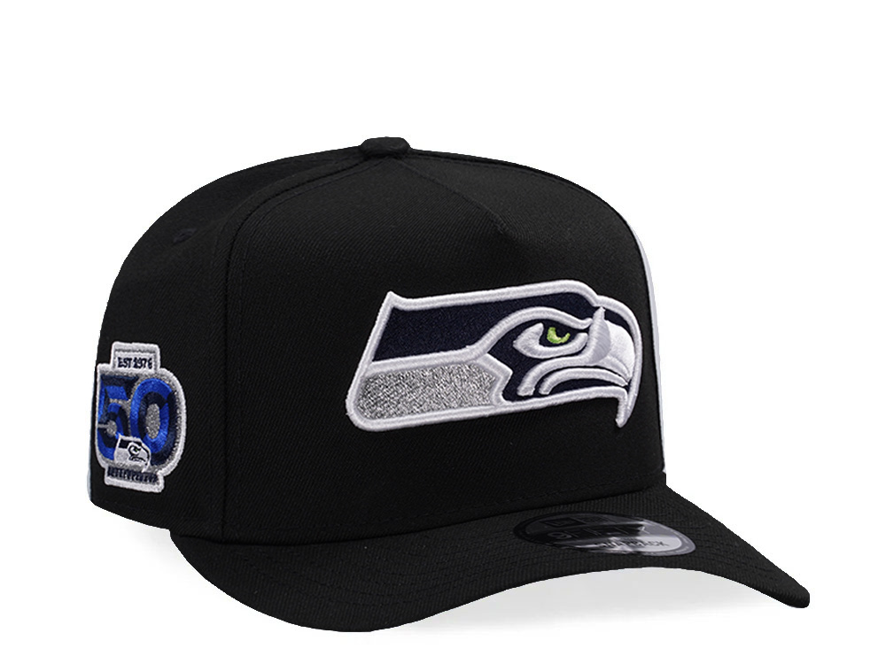 New Era Seattle Seahawks 50th Anniversary Black Prime Edition 9Fifty A Frame Snapback Gorra