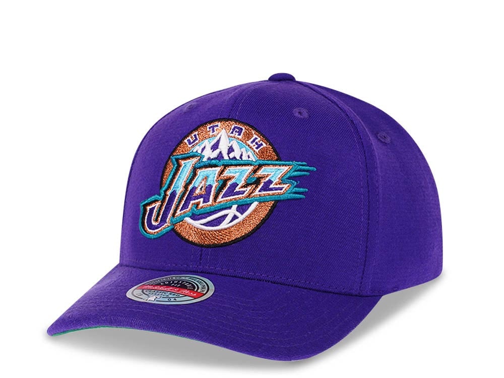 Mitchell & Ness Utah Jazz Team Ground Purple Red Line Solid Flex Snapback Gorra