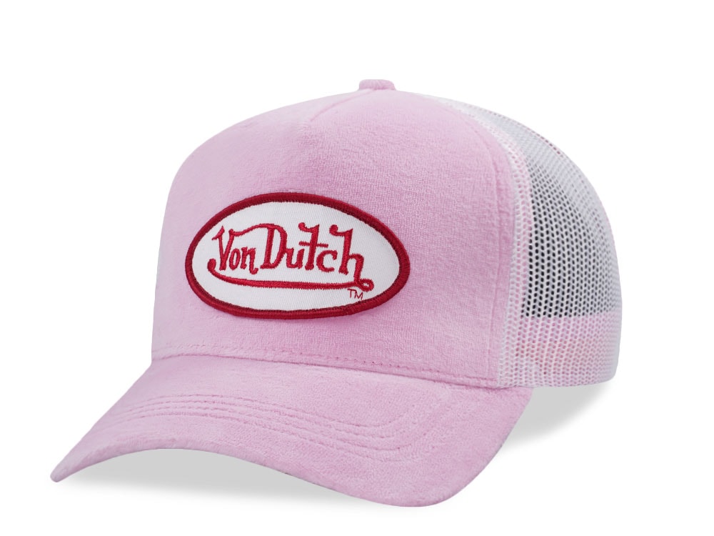 Von Dutch Oval Patch Pink Velour Edition Trucker Snapback Gorra