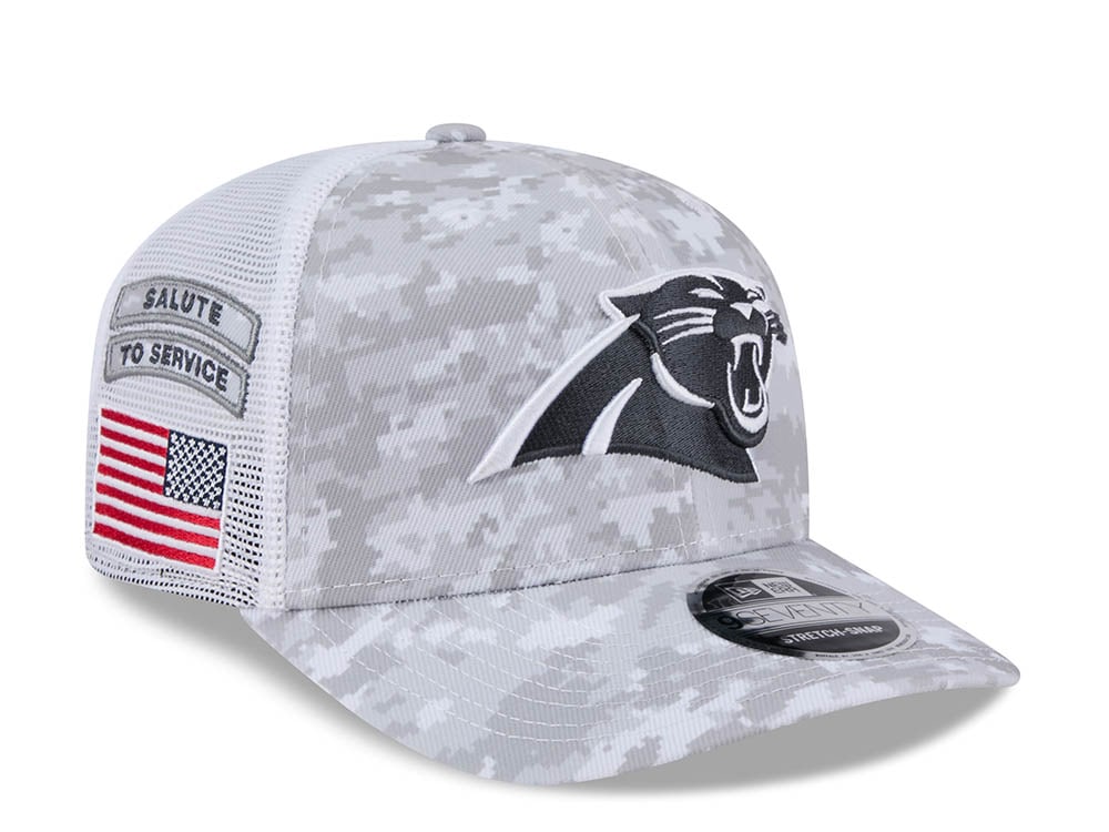 New Era Carolina Panthers Digi Camo Salute to Service 2024 Trucker 9Seventy Snapback Gorra