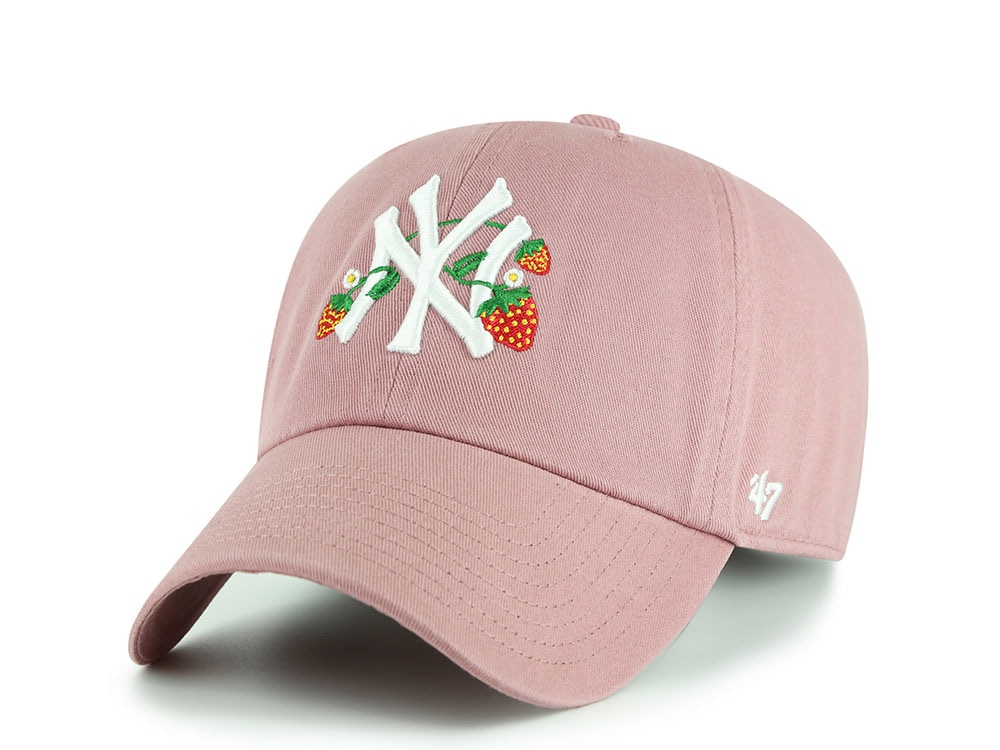 47 Brand New York Yankees Strawberry Icon Mauve Clean Up Strapback Gorra