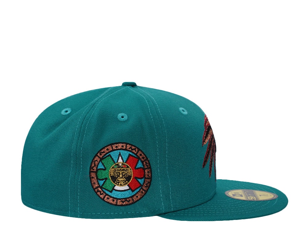 New Era Mexico Aztec Skull Teal Prime Edition 59Fifty Fitted Gorra