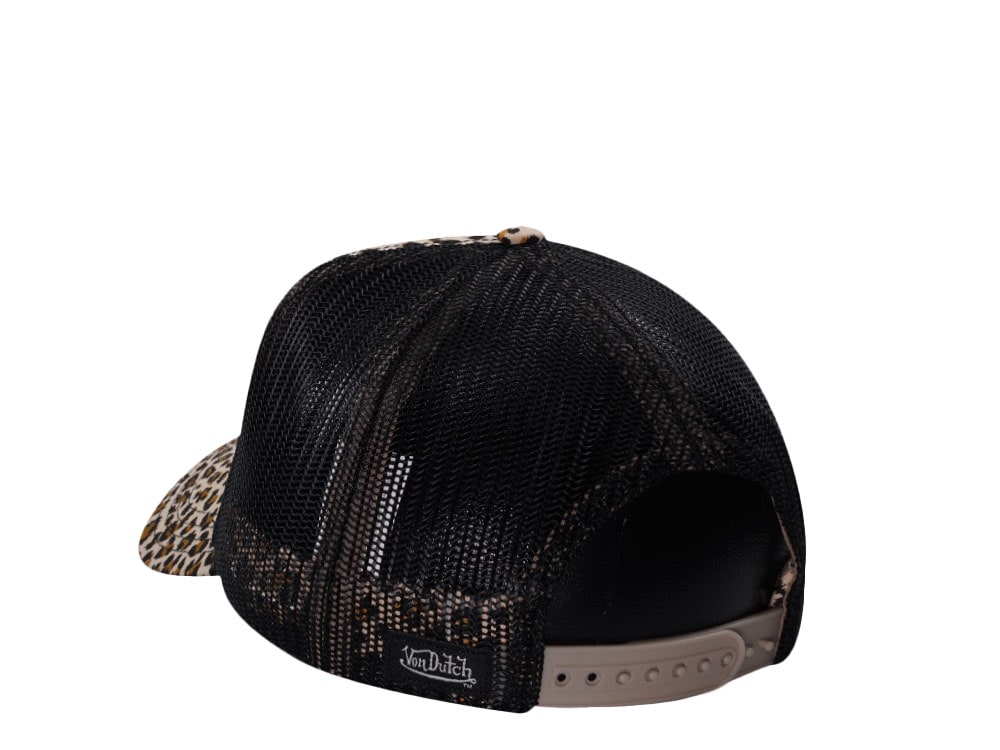 Von Dutch Oval Patch Leopard Print Trucker Snapback Gorra