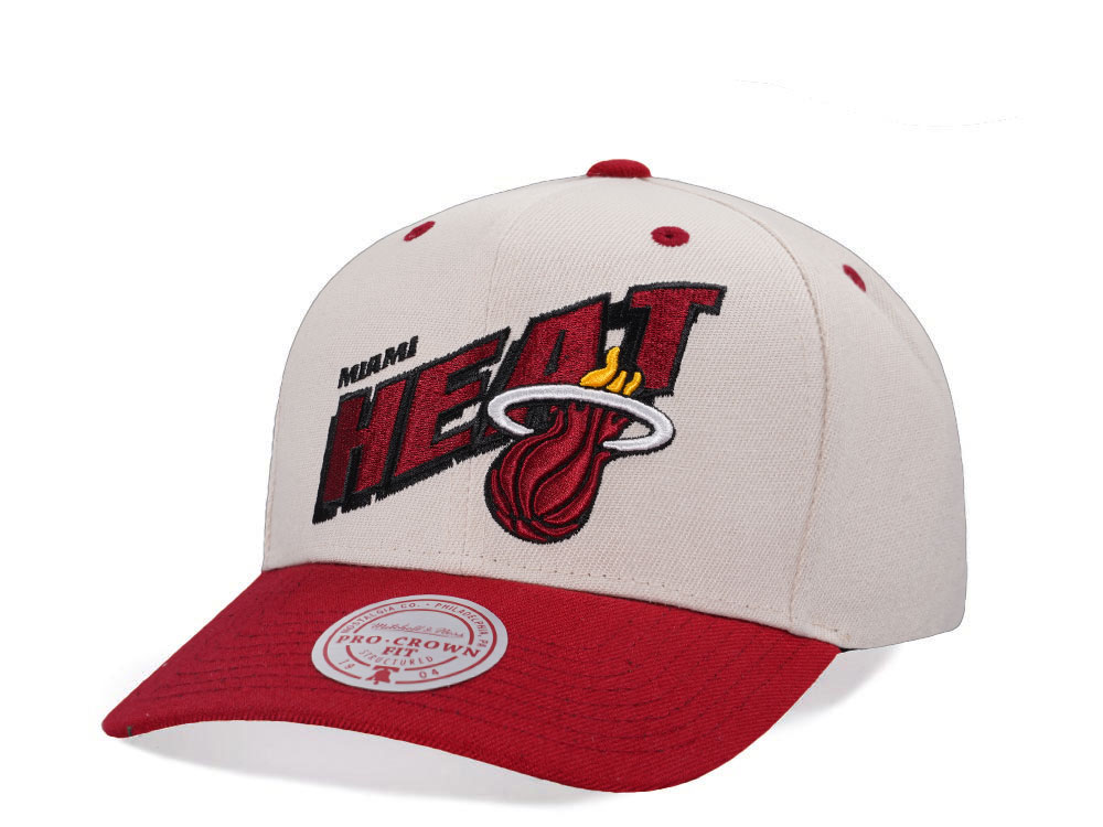 Mitchell & Ness Miami Heat Chrome Two Tone Pro Crown Fit Snapback Gorra