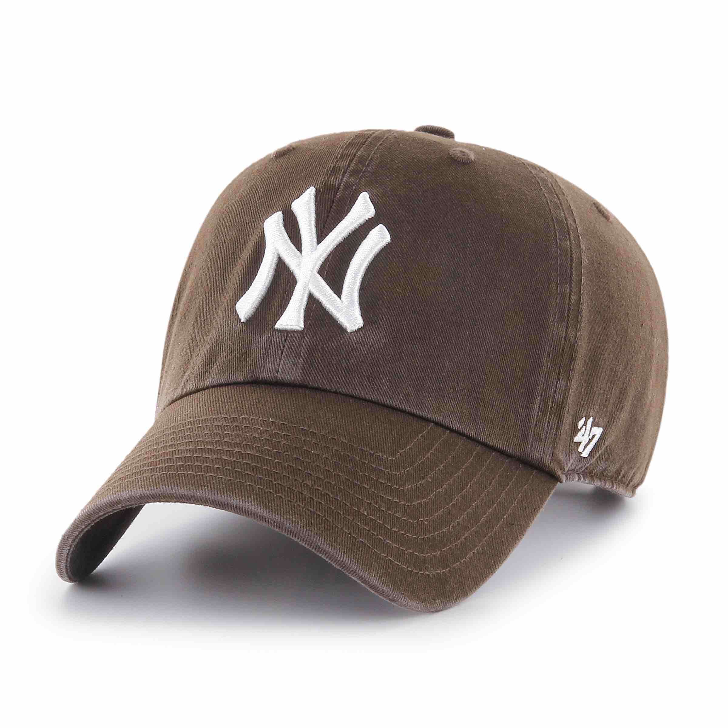 47brand New York Yankees Brown Curved Clean Up Strapback Gorra