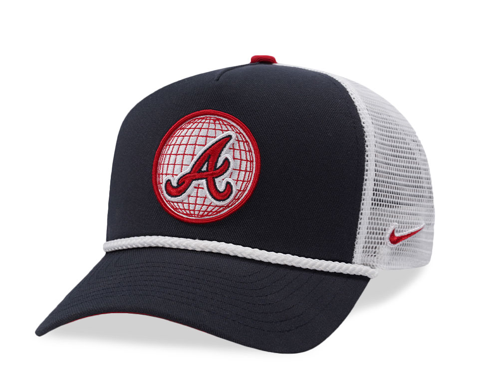 Nike Atlanta Braves Primetime Dri-Fit Rise Navy Edition Trucker Snapback Gorra