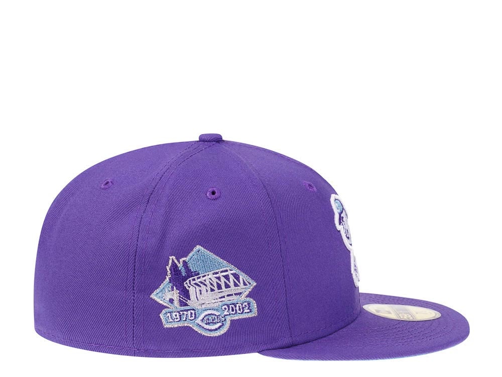 New Era Cincinnati Reds Riverfront Stadium Final Season Fresh Purple Edition 59Fifty Fitted Gorra