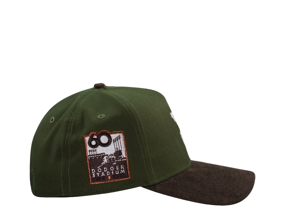 New Era Los Angeles Dodgers Dodger Stadium 60th Anniversary Rifle Green Walnut Corduroy Two Tone Edition 9Forty A Frame Snapback Gorra