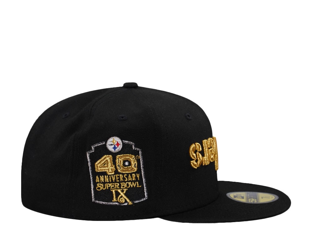 New Era Pittsburgh Steelers 40th Anniversary Metallic Black Prime Edition 59Fifty Fitted Gorra