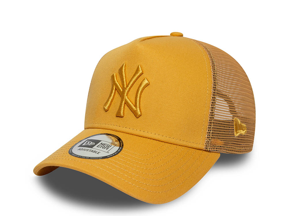 New Era New York Yankees League Essential Golden Brown 9Forty A Frame Trucker Snapback Gorra