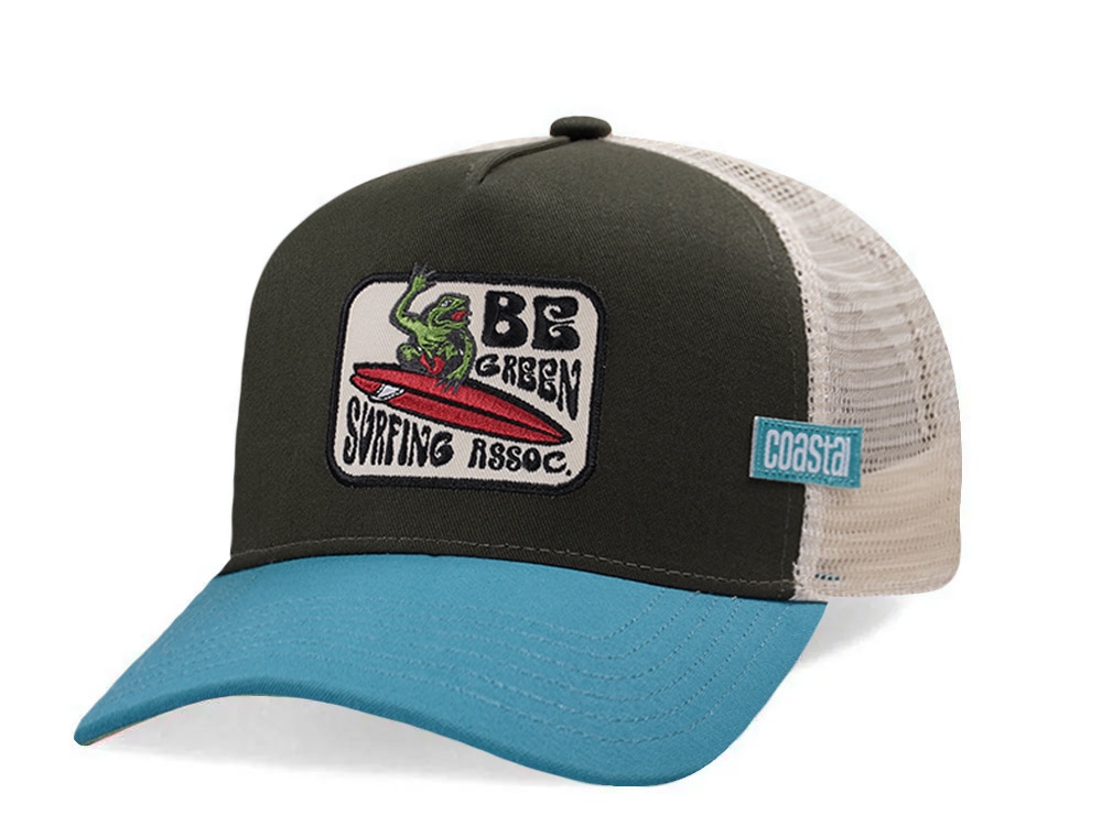 Djinns HFT Be Green Surfing Olive Coastal Edition Trucker Snapback Gorra