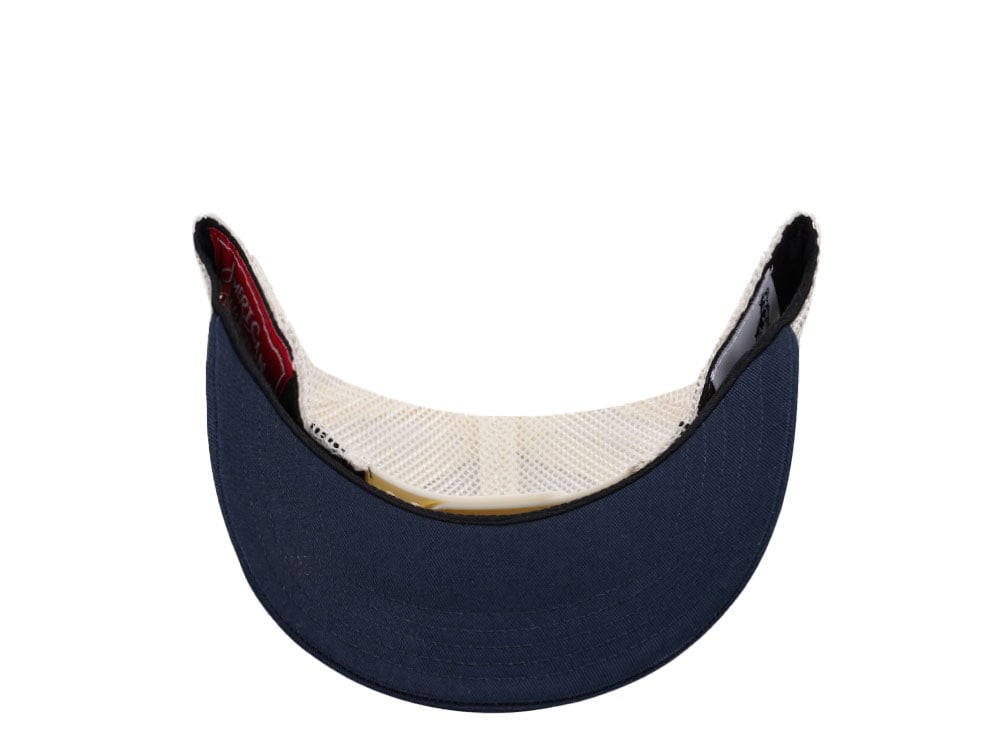American Needle Mack Truck Twill Valin Patch Ivory Navy Trucker Snapback Gorra