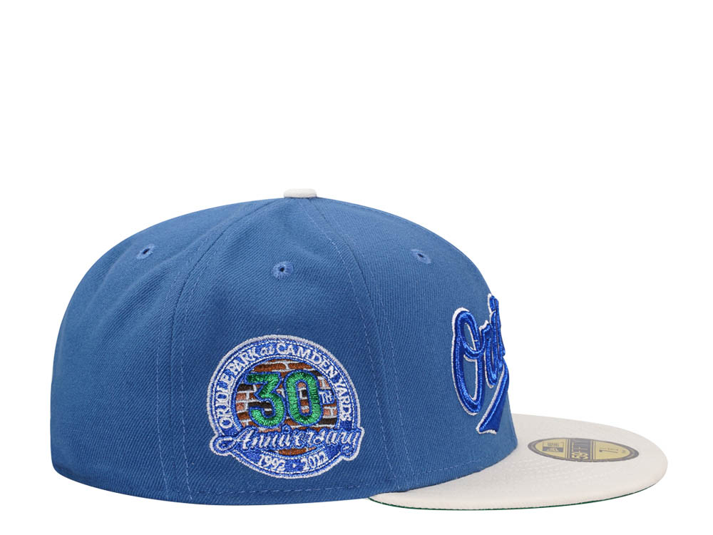 New Era Baltimore Orioles 30th Anniversary Glacier Blue Metallic Two Tone Edition 59Fifty Fitted Gorra
