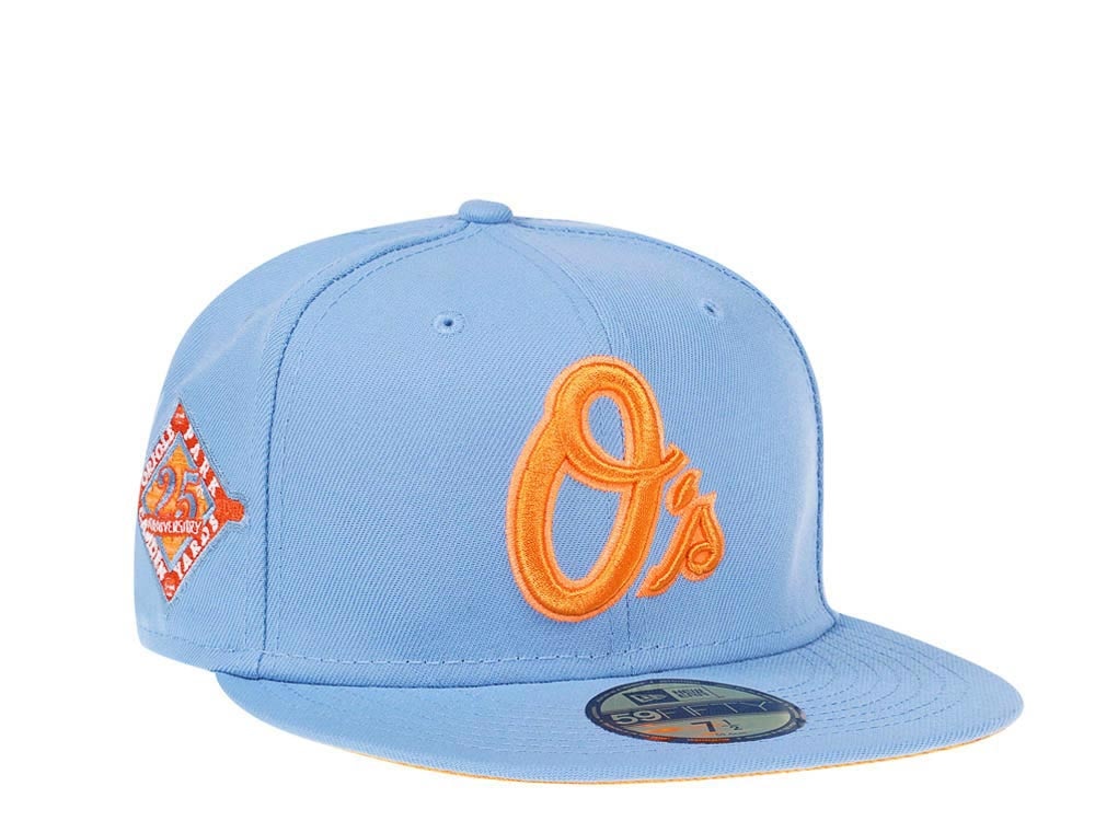 New Era Baltimore Orioles 25th Anniversary Cool Mango Edition 59Fifty Fitted Gorra