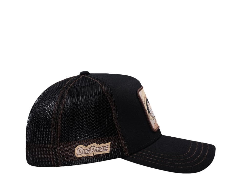 Capslab One Piece Square Patch Luffy Black Brown Trucker Snapback Gorra