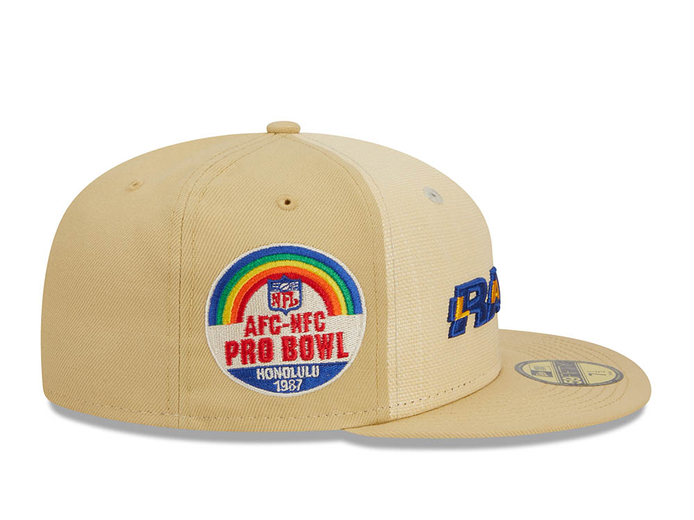 New Era Los Angeles Rams Pro Bowl Honolulu 1987 Raffia Front Vegas Gold Edition 59Fifty Fitted Gorra