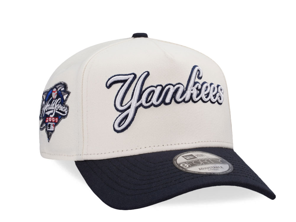 New Era New York Yankees World Series 2000 Chrome Two Tone Script Edition 9Forty A Frame Snapback Gorra