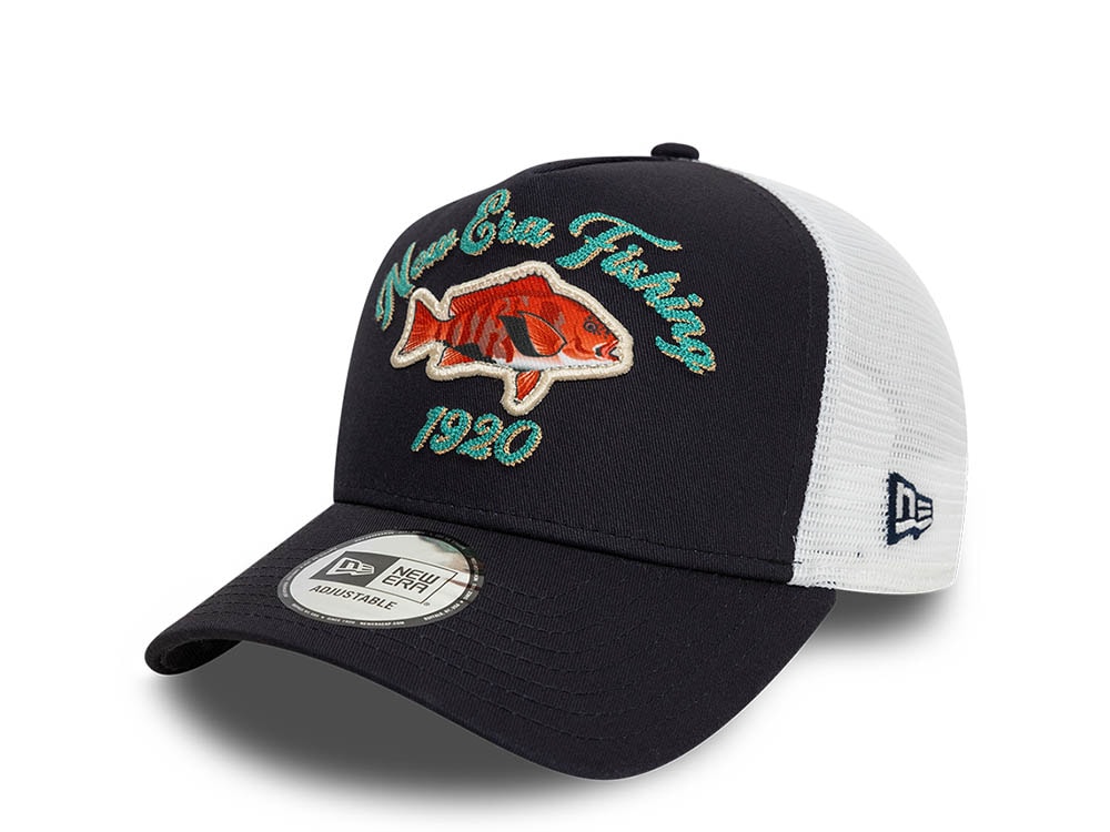New Era Fishing Navy Trucker A Frame Snapback Gorra