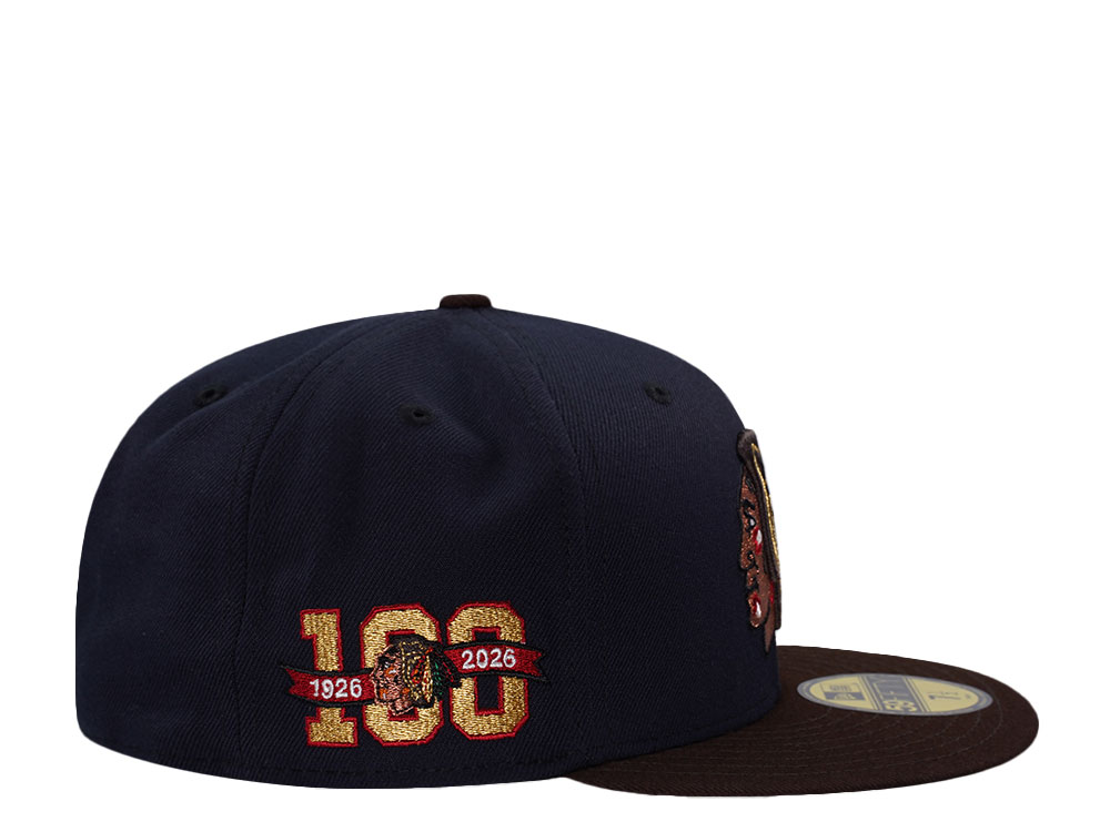 New Era Chicago Blackhawks 100th Anniversary Navy Two Tone Edition 59Fifty Fitted Gorra