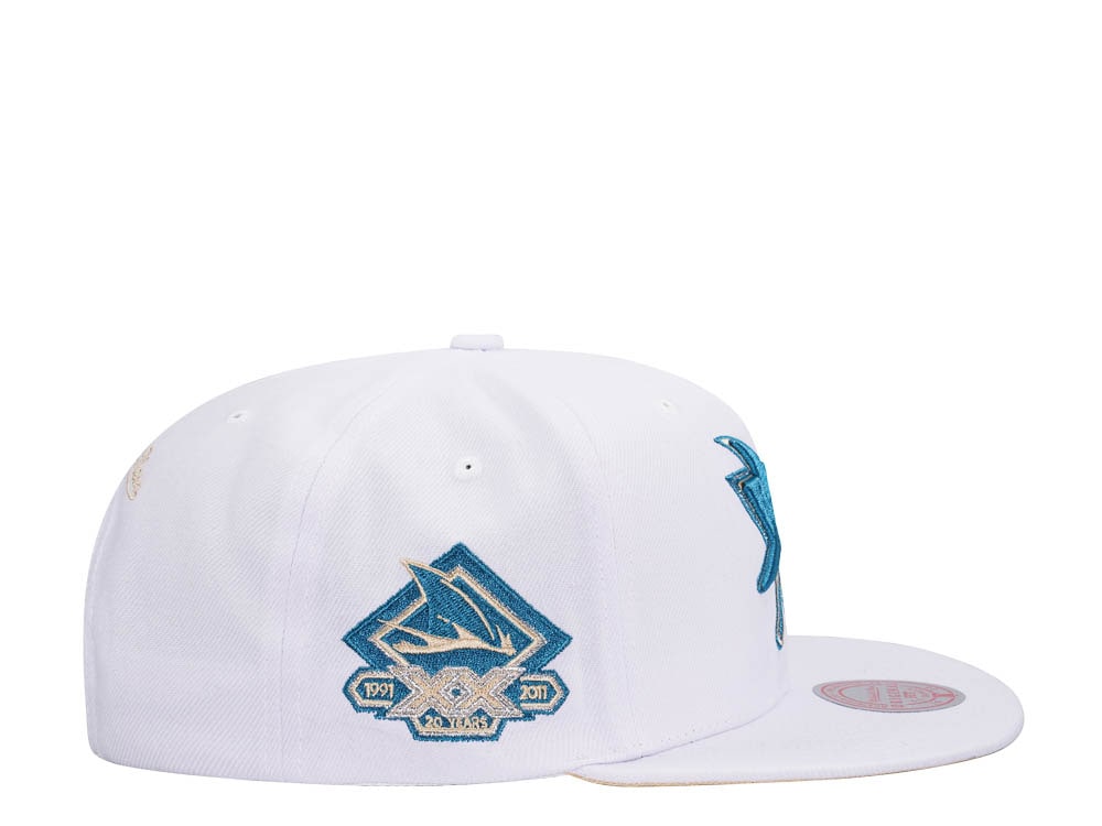 Mitchell & Ness San Jose Sharks 20th Anniversary Winter White Snapback Gorra