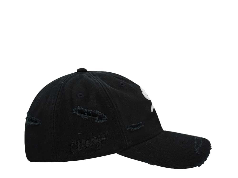 New Era Chicago White Sox Black Washed Distress 9Twenty Strapback Gorra